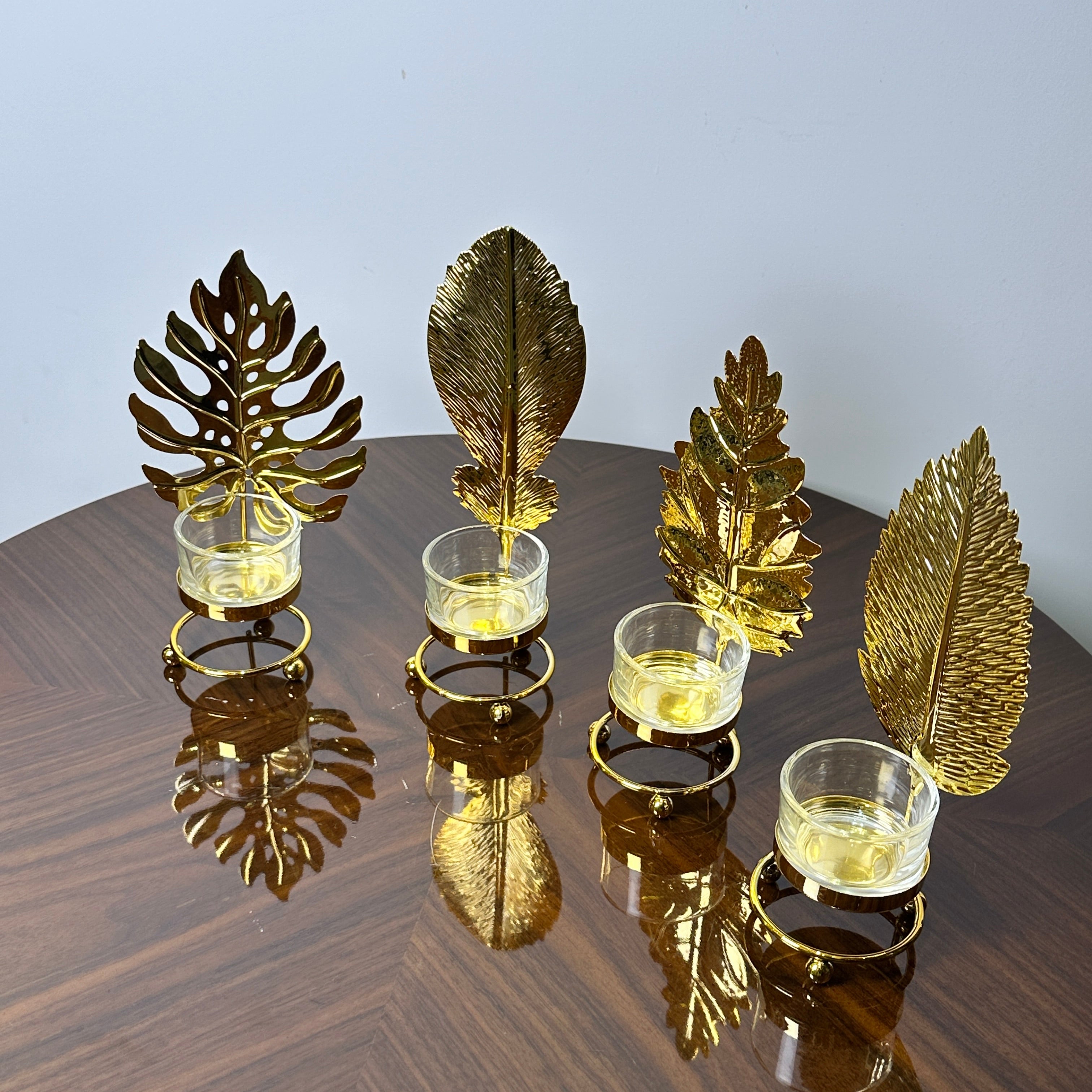 Golden Premium Leaf Candles set of 4