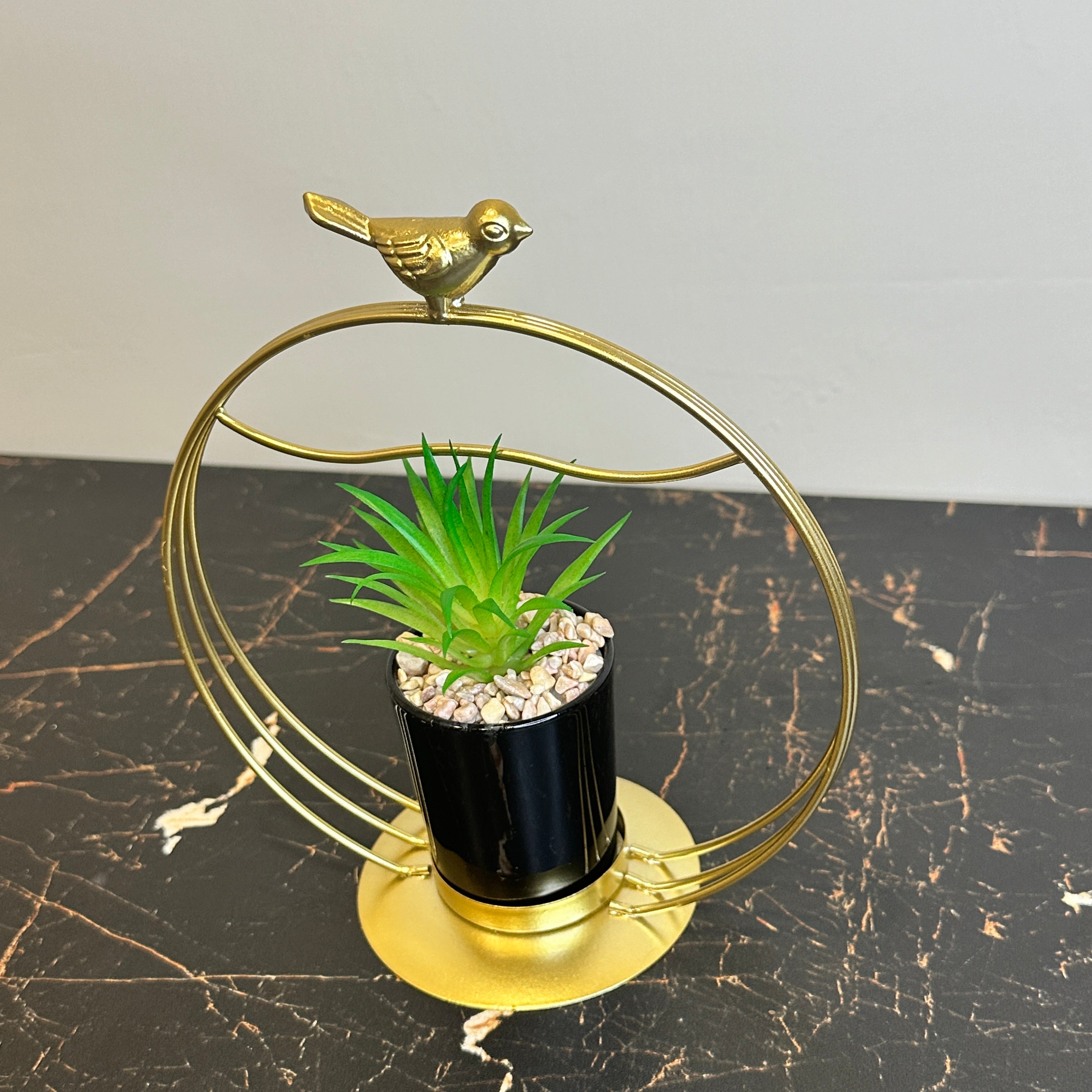 Golden Bird With Plant