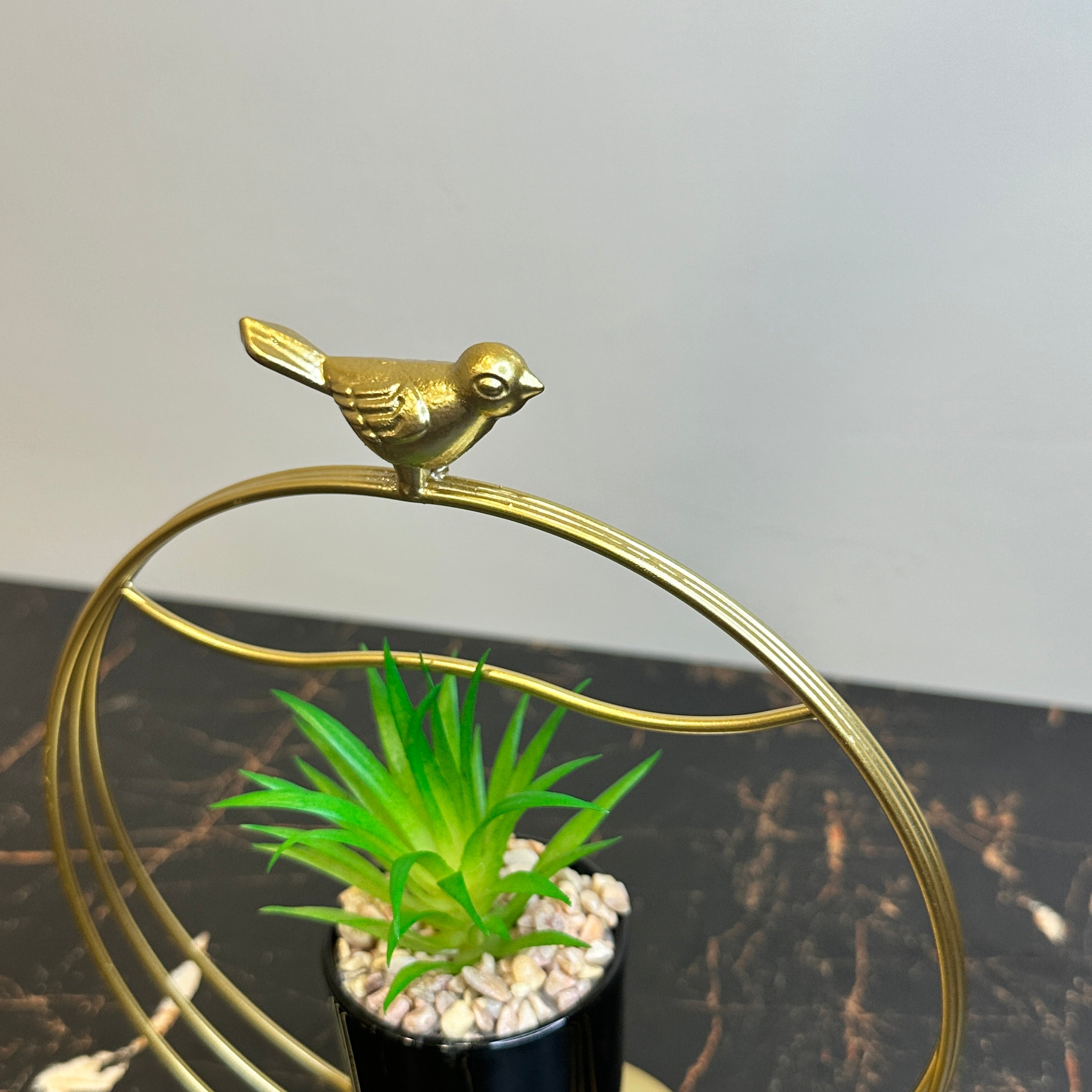 Golden Bird With Plant
