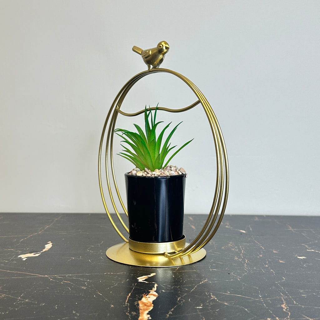 Golden Bird With Plant
