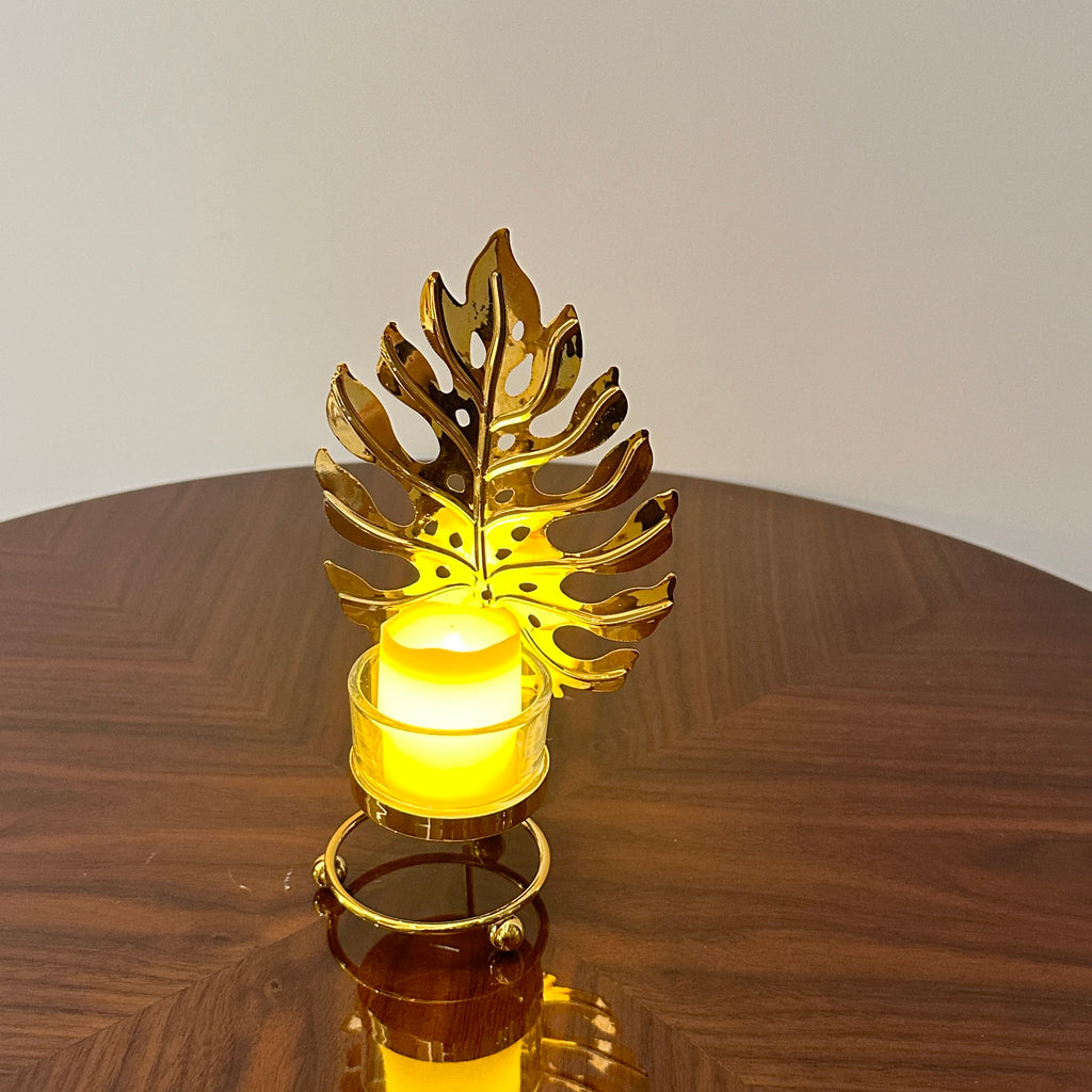 Golden Premium Leaf Candles set of 4