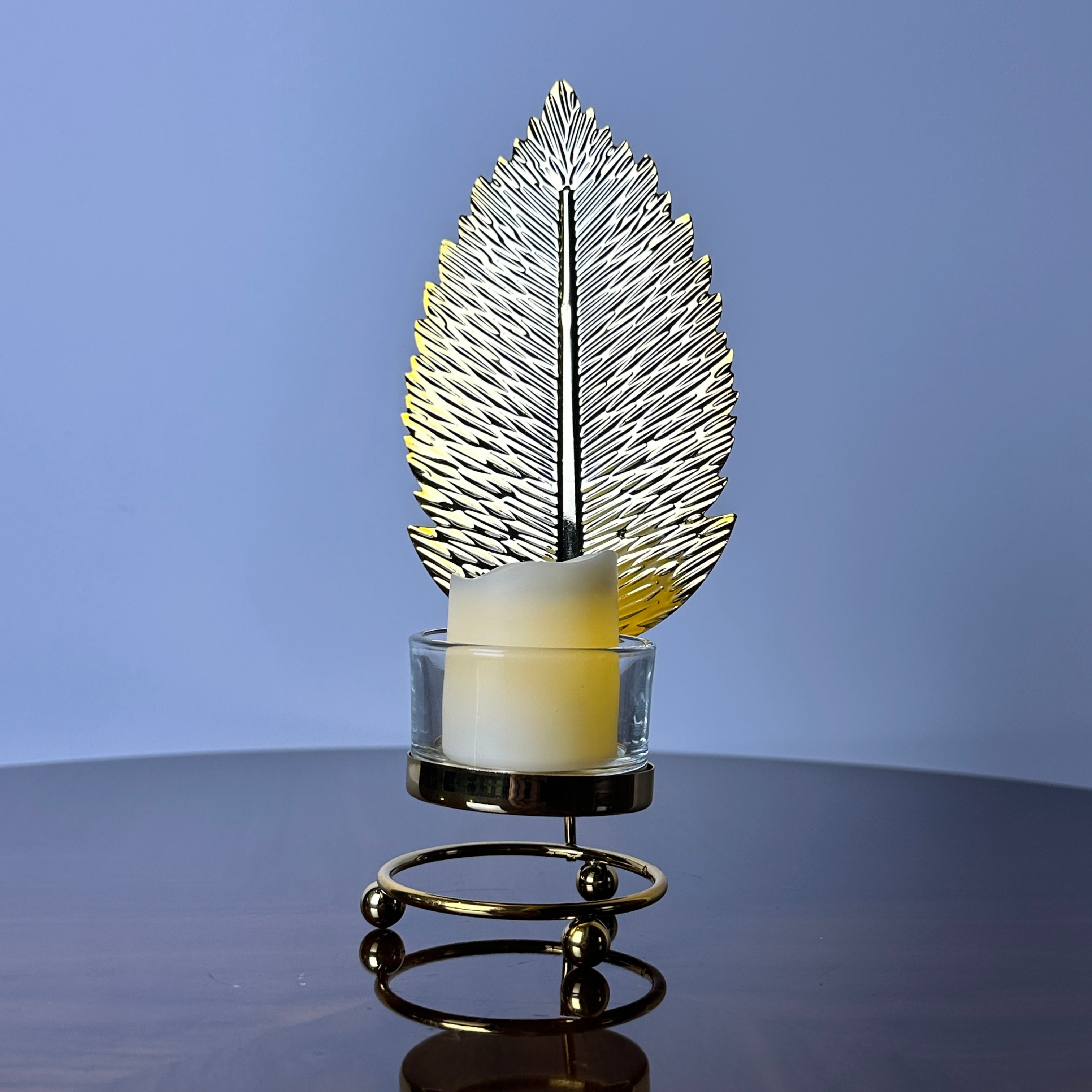 Golden Leaf Candle Holder
