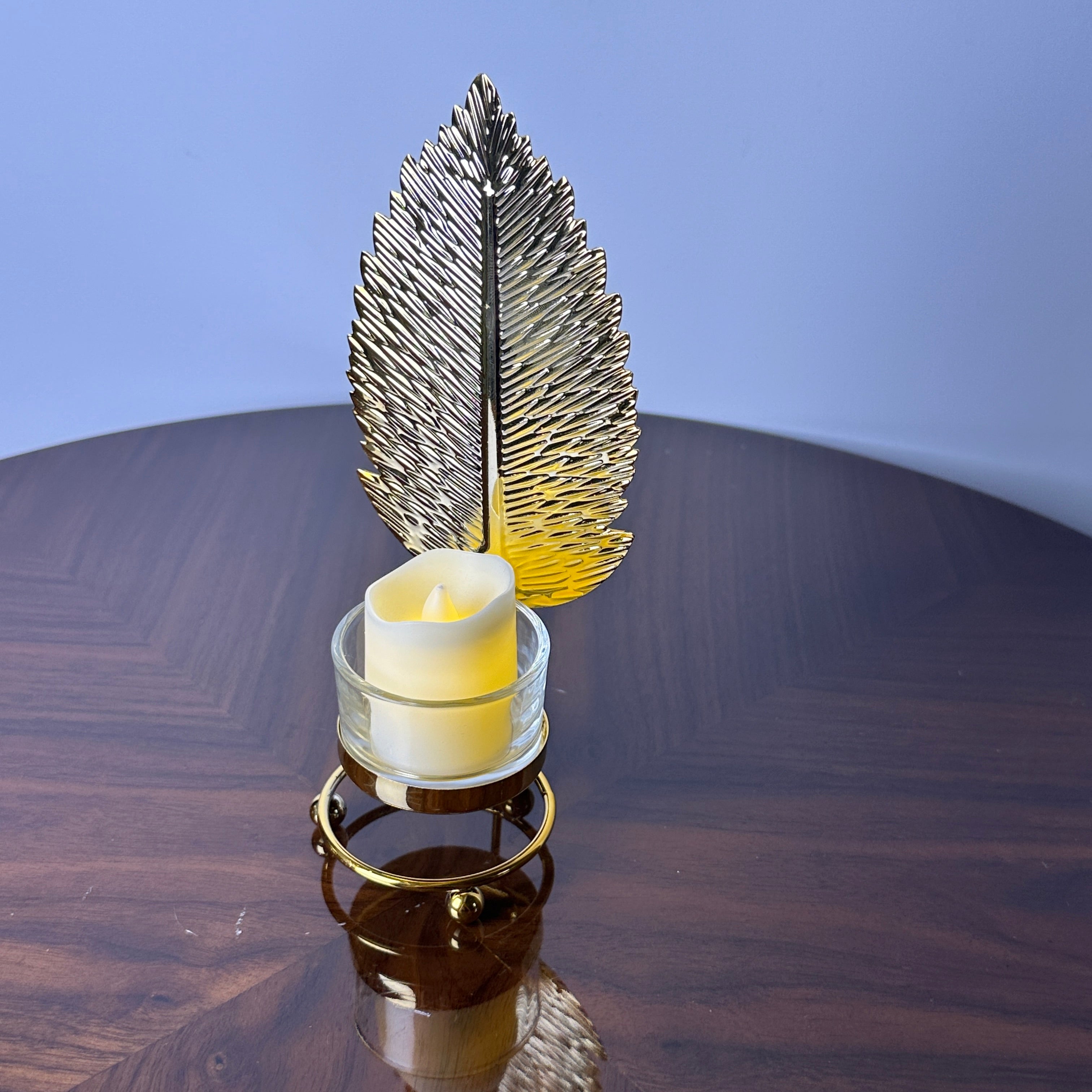 Golden Leaf Candle Holder
