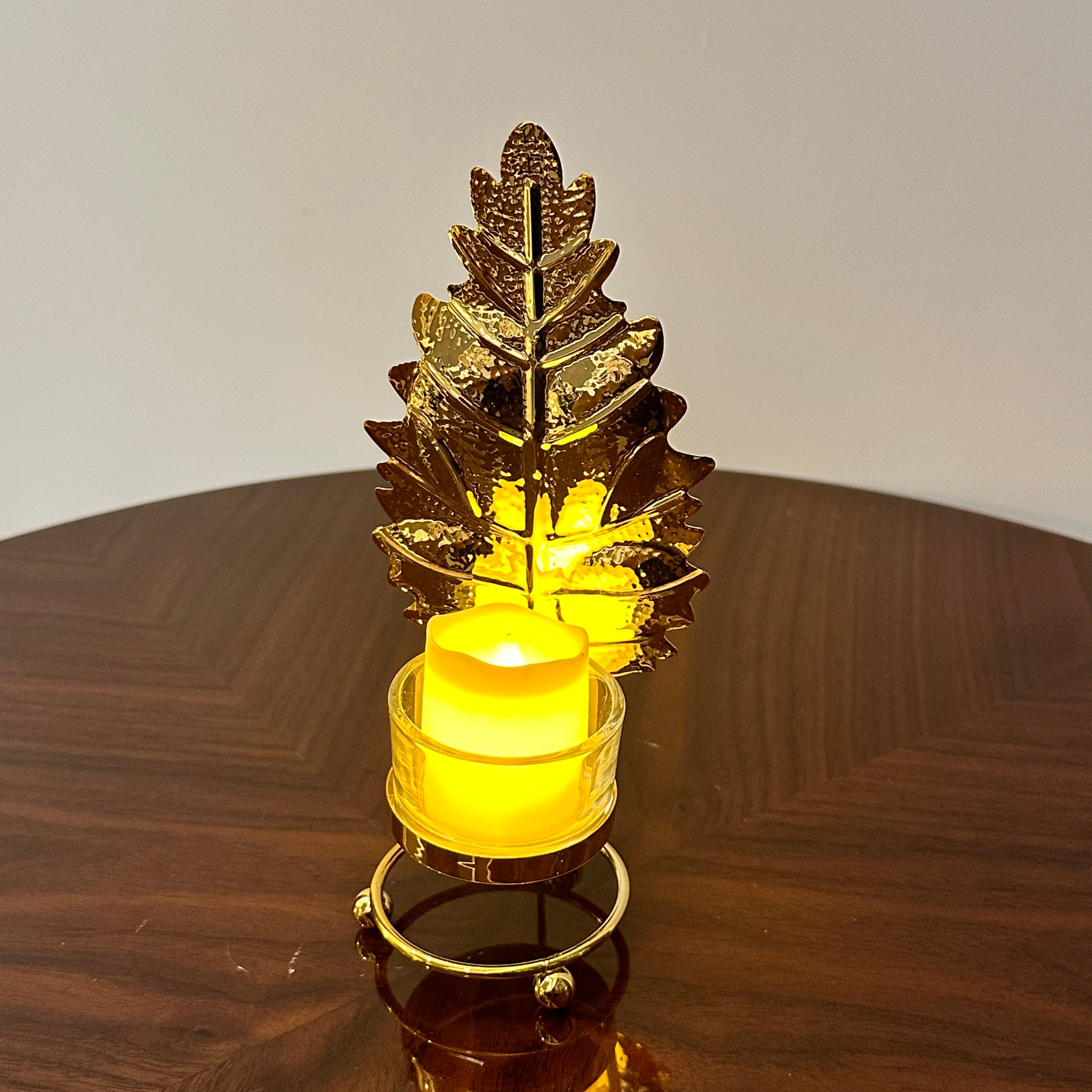 Golden Premium Leaf Candles set of 4